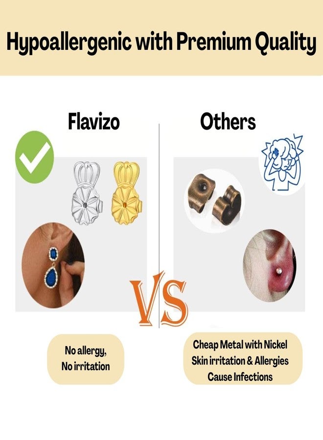 Flavizo دعامات وأغطية سيليكون للأقراط الثقيلة من فلافيزو (6 قطع) | رافعة للأذن الحساسة، مثبت آمن للأقراط الصغيرة والمتدلية - Image 4